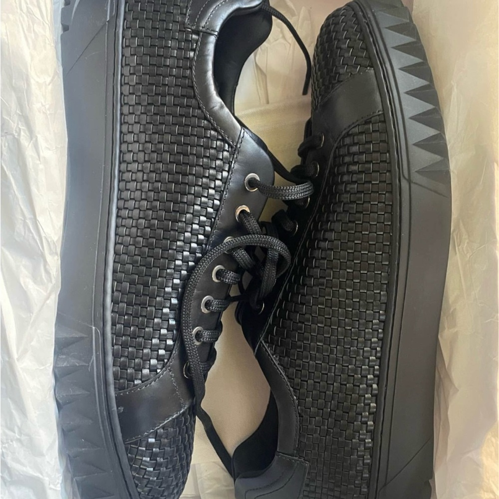 Salvatore Ferragamo Black Cube 17 Nero Calf Textured Sneakers